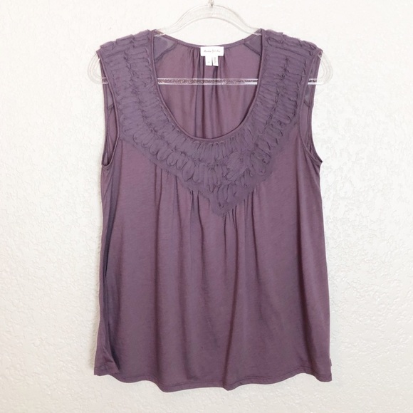EUC Anthro Meadow Rue mauve ruffled tank top - Picture 2 of 9